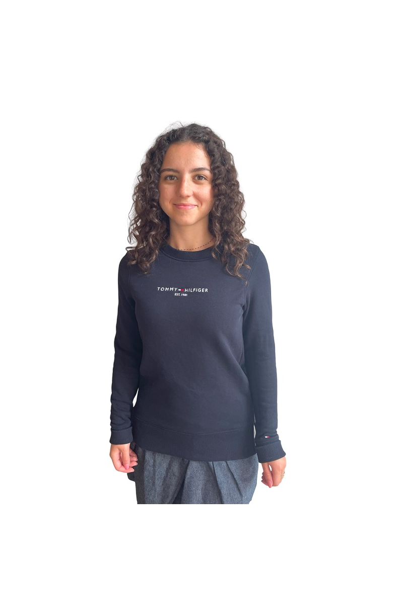 Sweat bleu marine Tommy de face Sweat bleu marine Tommy de face