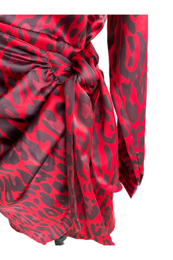 Robe rouge sexy design léopard détail noeud