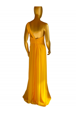 Longue robe jaune de soirée de dos
