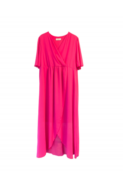 Robe longue rose de cérémonie grande taille location