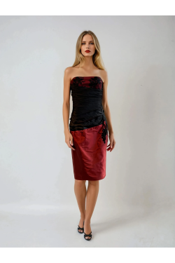 Rober rouge et noire en soie - robe de soirée à louer