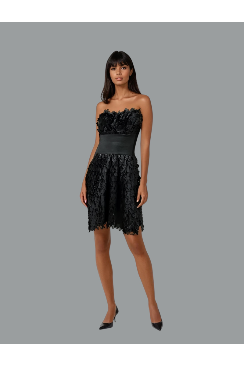 Petite robe noire froufroutée à louer sur OŪ La mode qu’on loue Petite robe noire froufroutée à louer sur OŪ La mode qu’on loue