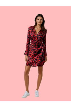 Robe rouge sexy design léopard en location