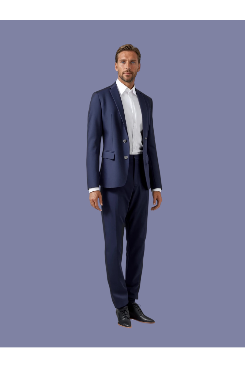 Pantalon de costume bleu Azzaro longues jambes pour personne grande et élancée