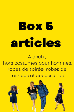 Box 5 vêtements à louer, robes, pantalons, tshirts, top, vestes, jupes