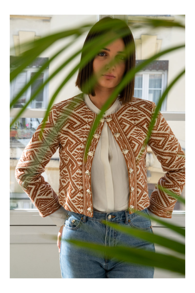 VESTE TAI DAM OCRE - MUUDANA : coton bio, coton upcyclé, teintures naturelles