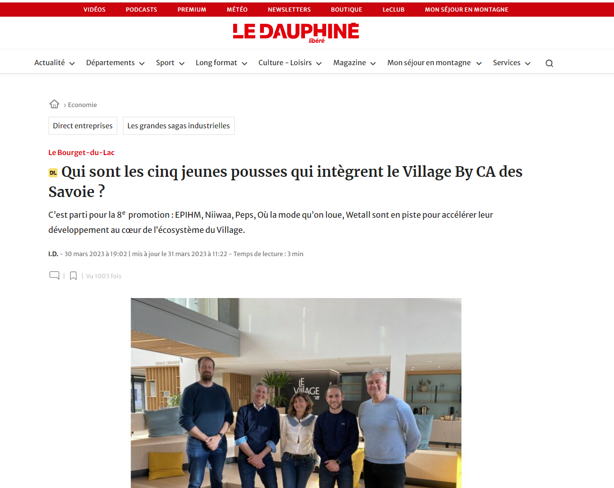 Article Le Dauphiné LIbéré - Jeunes pousses Village by CA des Savoie avec OŪ La mode qu’on loue